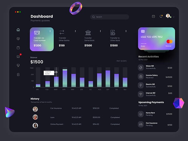 Finance dashboard UI built with Next.js and Tailwind CSS